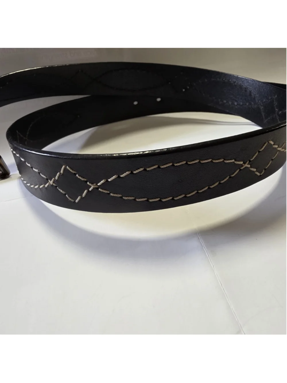 Western Leather Belt Women's Size 38 Dark Brown Solid Brass Buckle